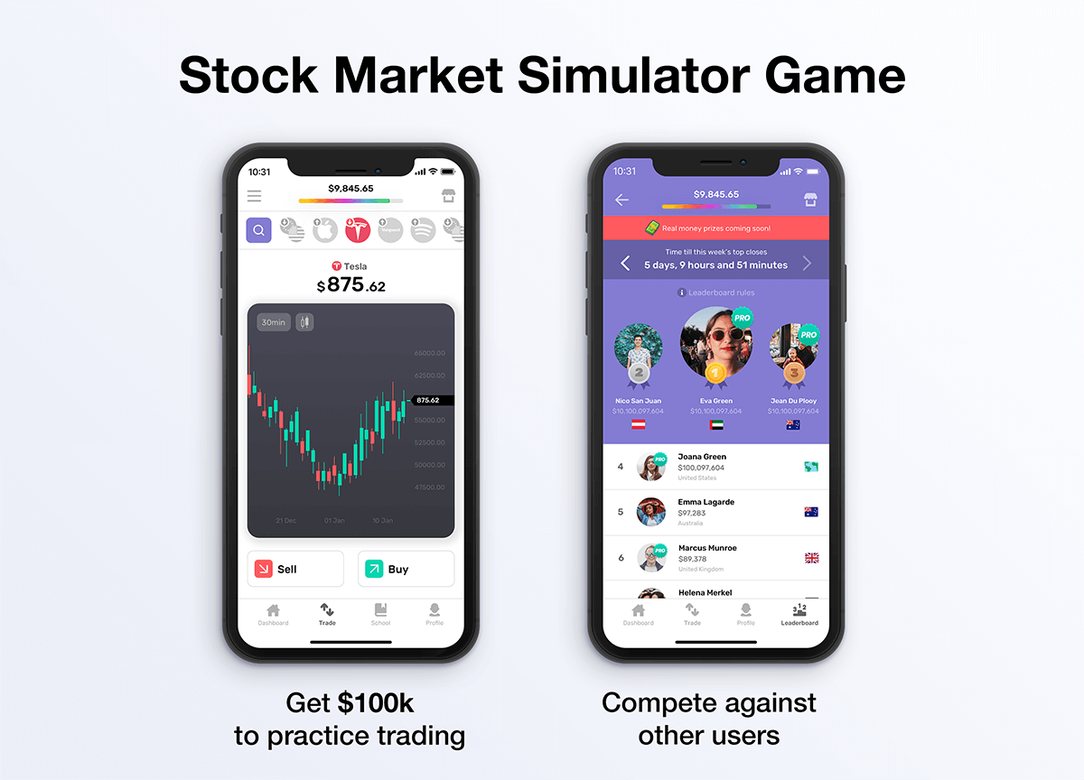 Trading simulator mobile app